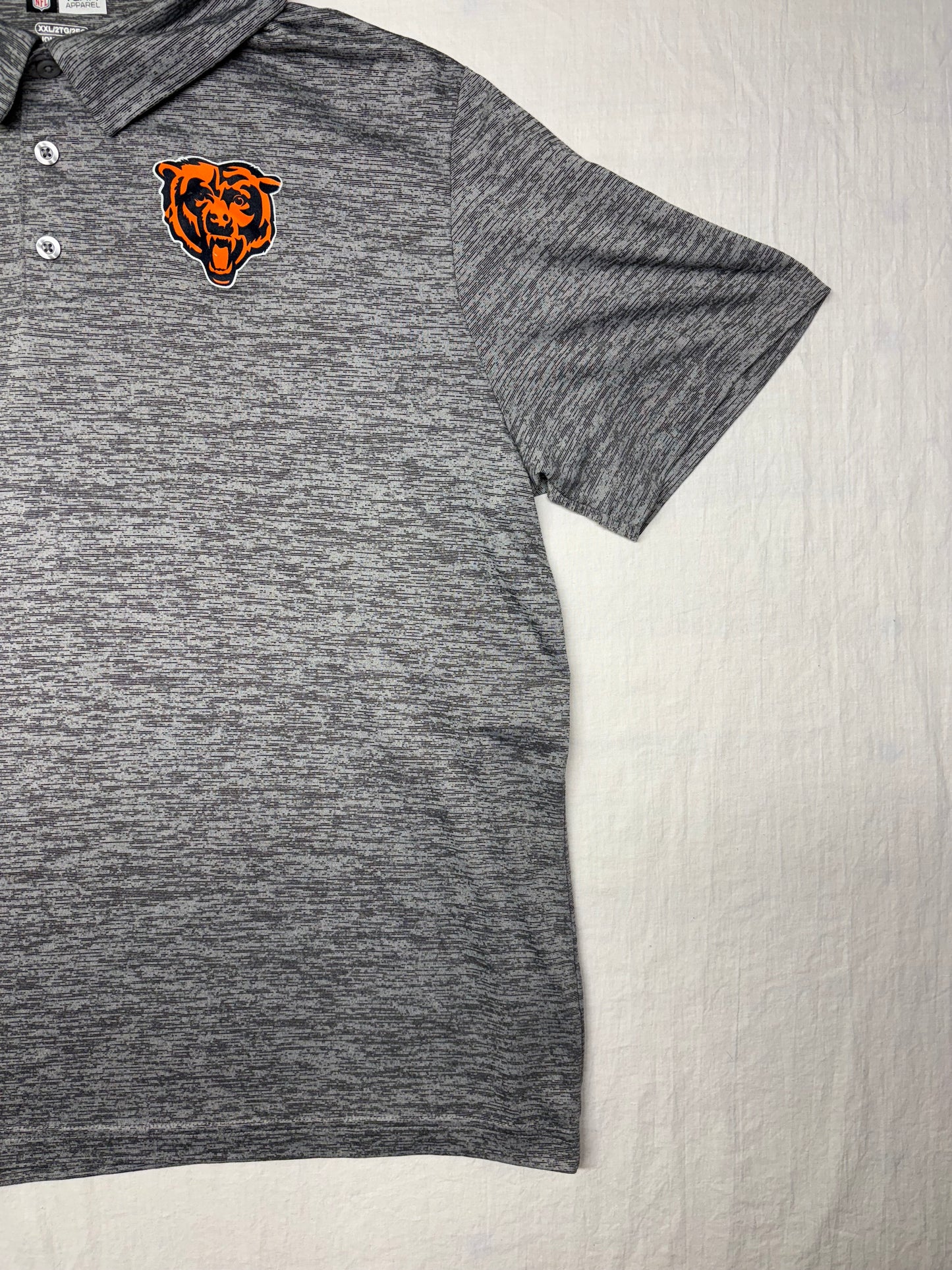 Men's NFL Team Apparel Chicago Bears Chest Logo Gray Short Sleeve Polo Size XXL