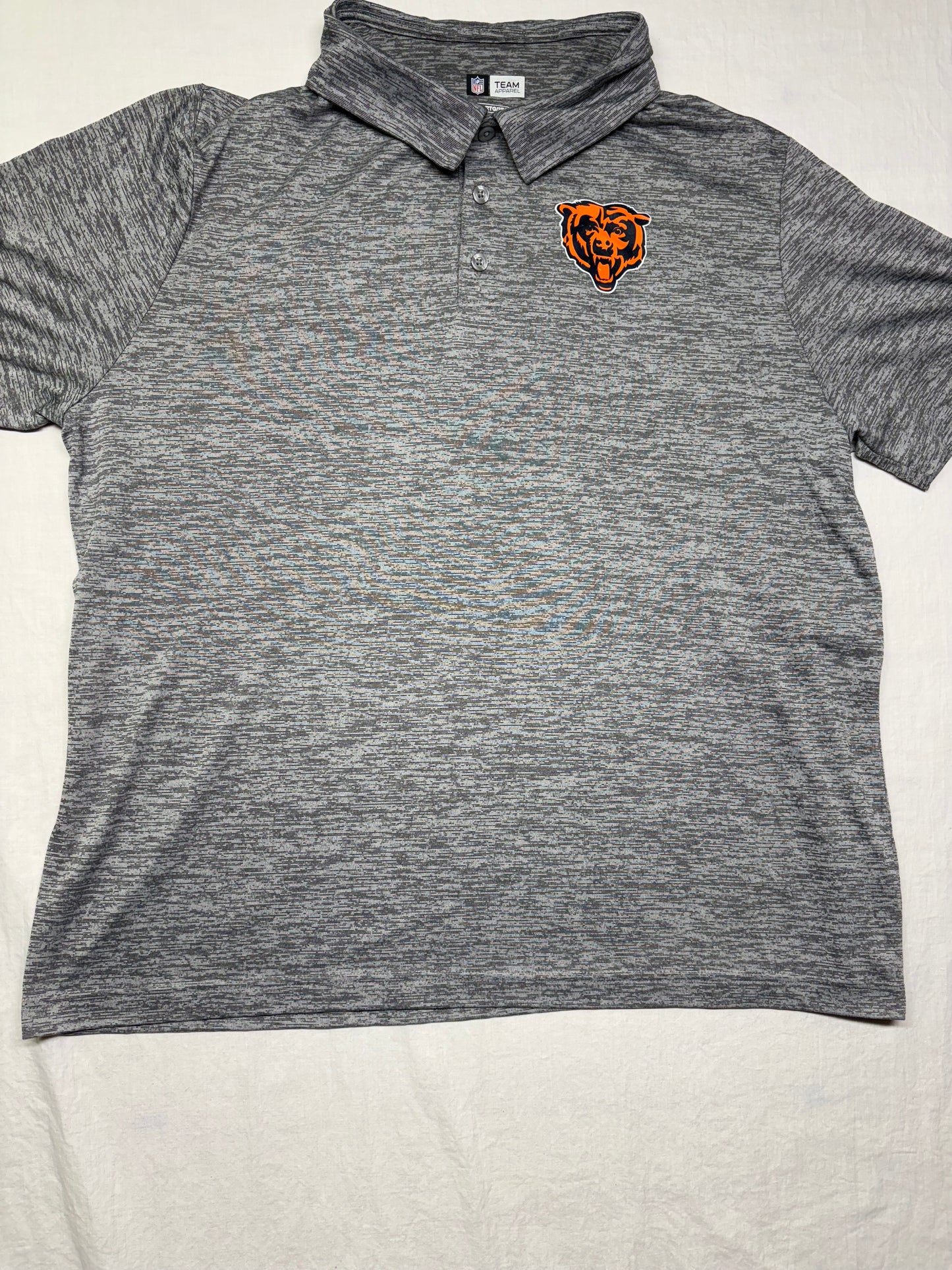 Men's NFL Team Apparel Chicago Bears Chest Logo Gray Short Sleeve Polo Size XXL