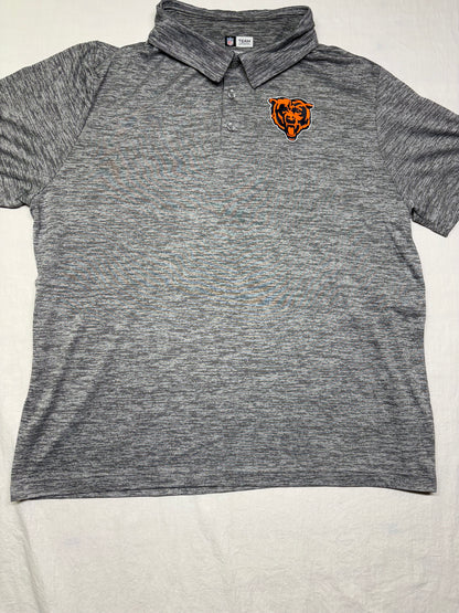 Men's NFL Team Apparel Chicago Bears Chest Logo Gray Short Sleeve Polo Size XXL