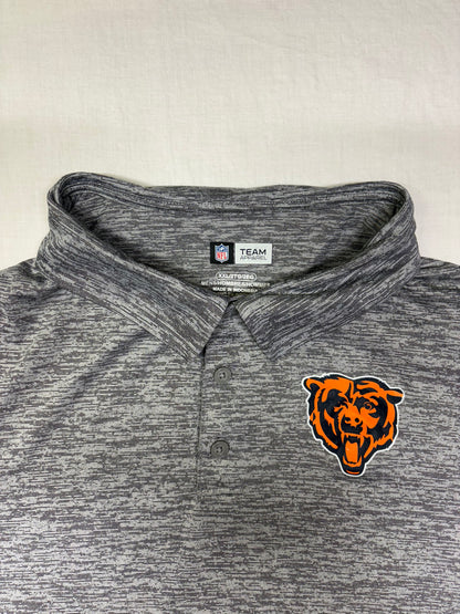 Men's NFL Team Apparel Chicago Bears Chest Logo Gray Short Sleeve Polo Size XXL