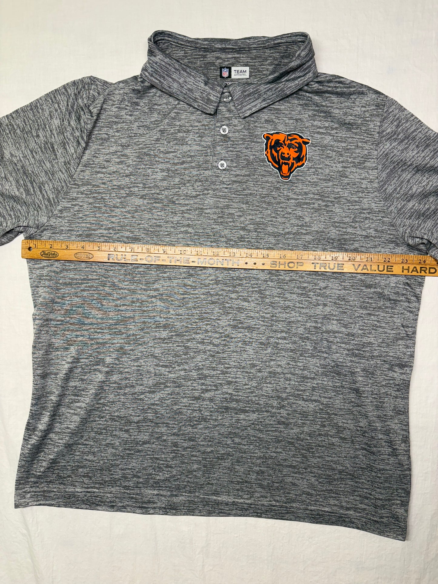Men's NFL Team Apparel Chicago Bears Chest Logo Gray Short Sleeve Polo Size XXL
