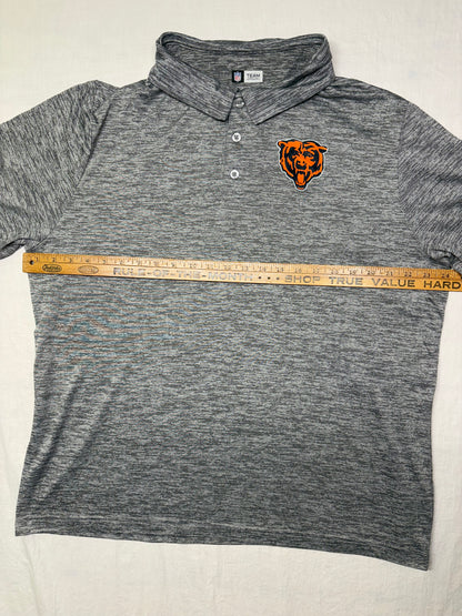 Men's NFL Team Apparel Chicago Bears Chest Logo Gray Short Sleeve Polo Size XXL