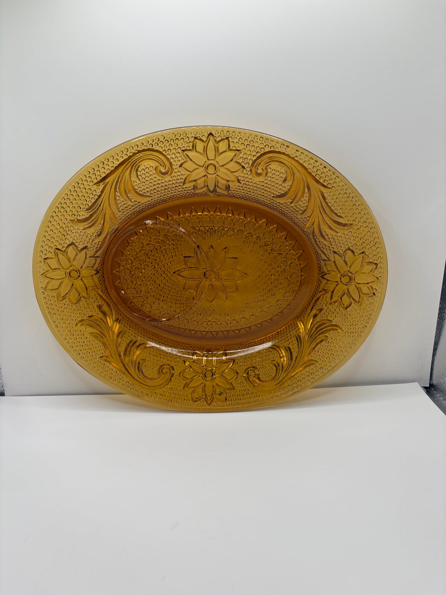 Vintage Lot (4 Pieces) oof Indiana Glass, 2 Tiara Sandwich Pattern Snack Plate and Cup Set in Amber Glass