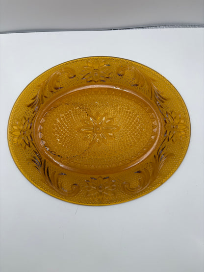 Vintage Lot (4 Pieces) oof Indiana Glass, 2 Tiara Sandwich Pattern Snack Plate and Cup Set in Amber Glass