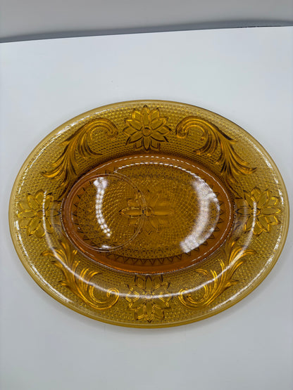 Vintage Lot (4 Pieces) oof Indiana Glass, 2 Tiara Sandwich Pattern Snack Plate and Cup Set in Amber Glass