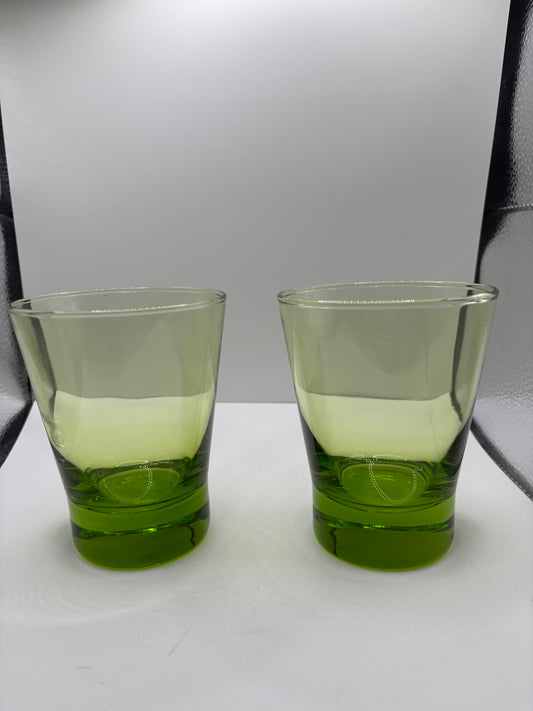 Lot of 2 Vintage Cristar Lime Green Tumblers