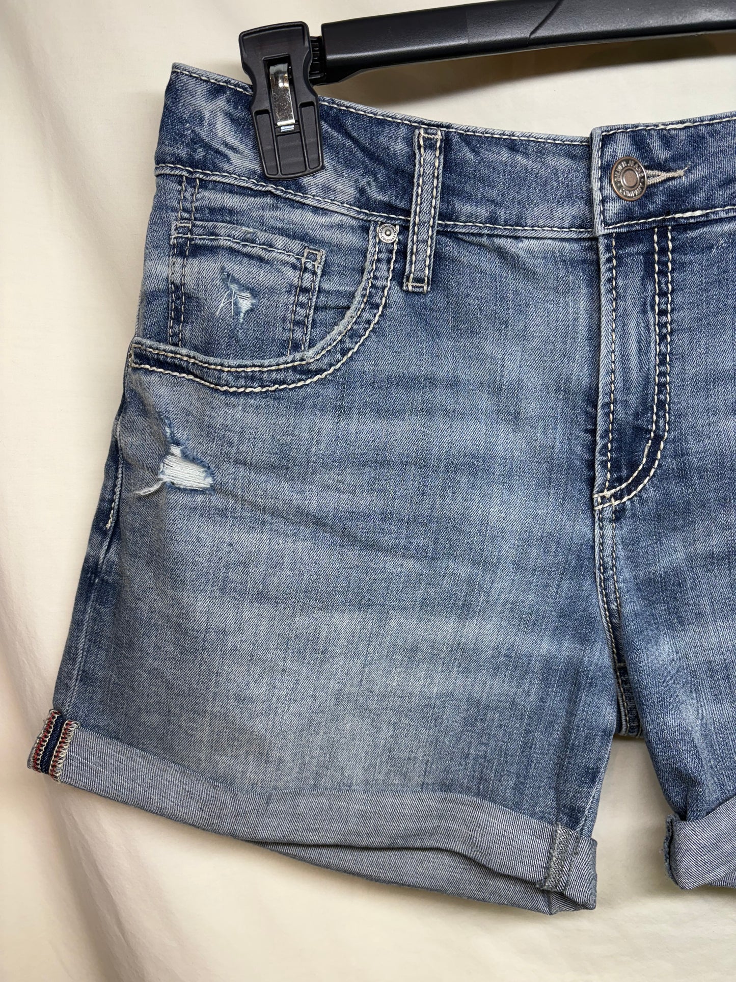 Women's Silver Jeans Co. Boyfriend Blue Cuffed Distressed Shorts