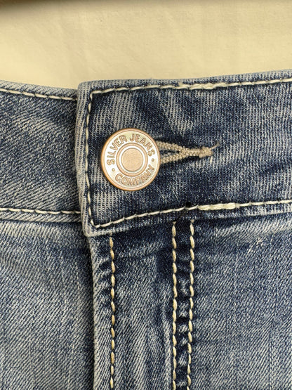Women's Silver Jeans Co. Boyfriend Blue Cuffed Distressed Shorts