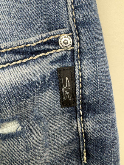 Women's Silver Jeans Co. Boyfriend Blue Cuffed Distressed Shorts