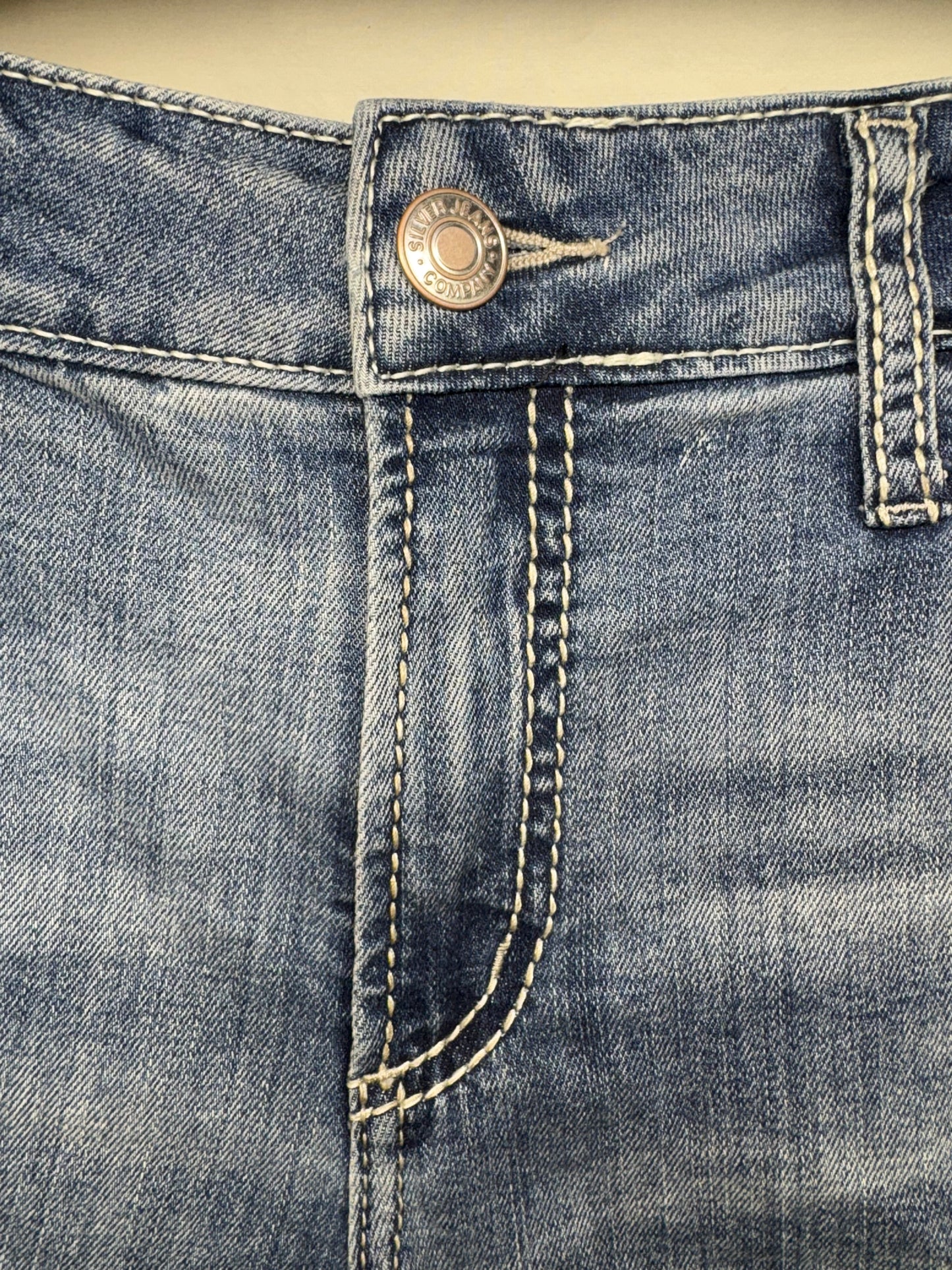 Women's Silver Jeans Co. Boyfriend Blue Cuffed Distressed Shorts
