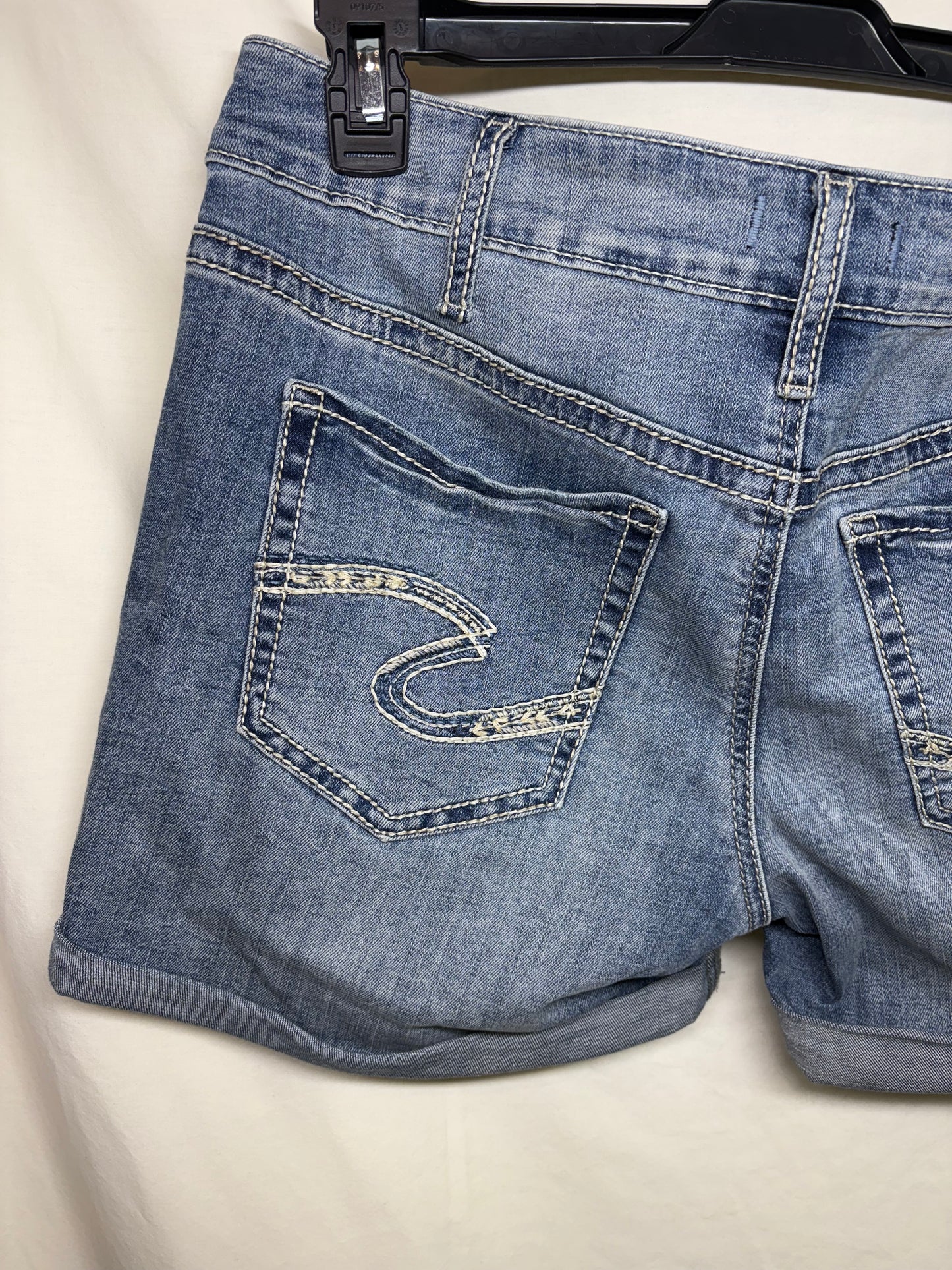 Women's Silver Jeans Co. Boyfriend Blue Cuffed Distressed Shorts