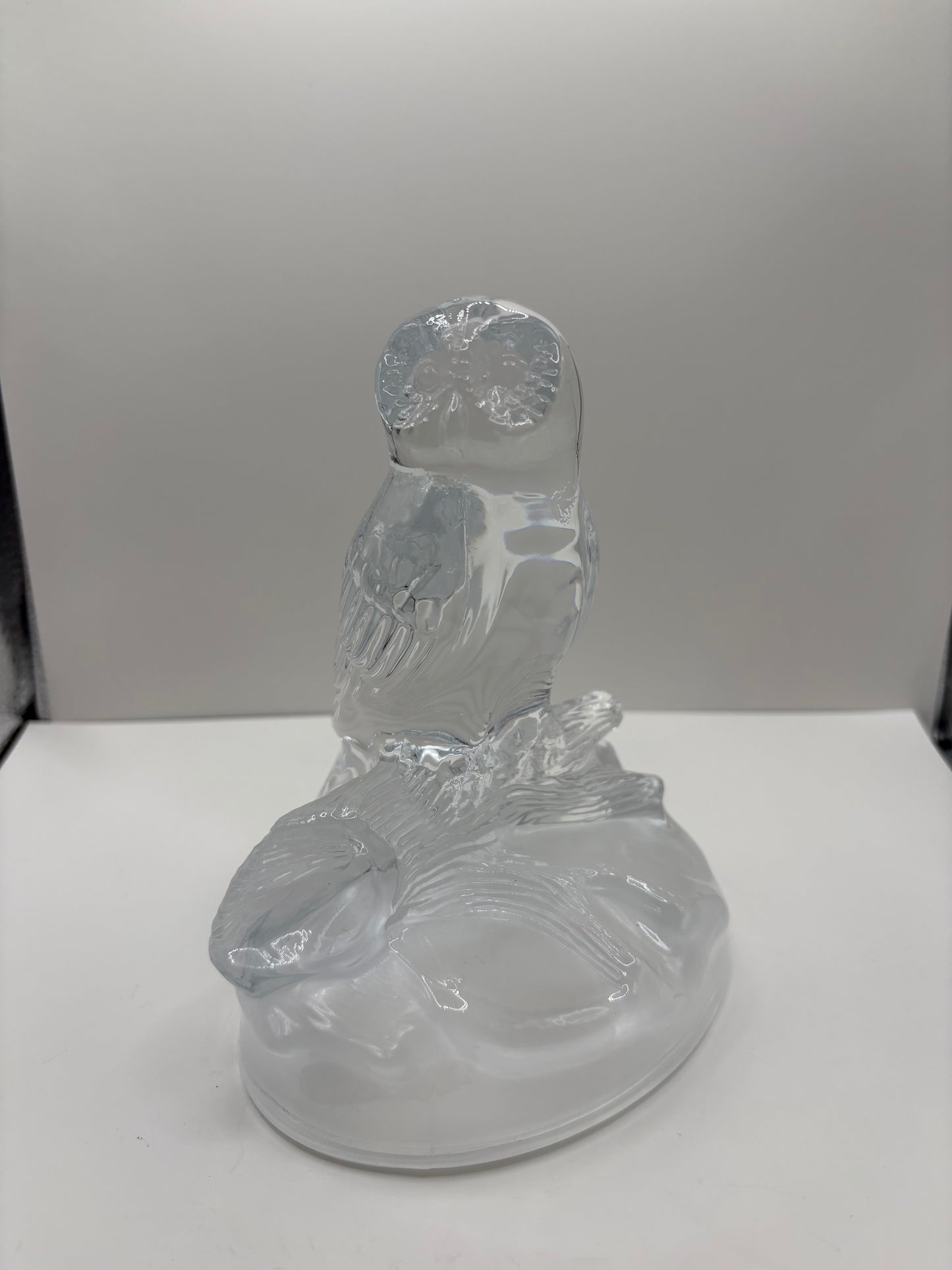 Vintage Cristal d'Arques Owl Figure with a Frosted Glass Base