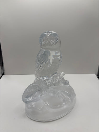 Vintage Cristal d'Arques Owl Figure with a Frosted Glass Base