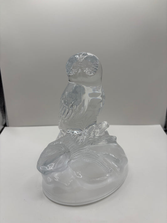 Vintage Cristal d'Arques Owl Figure with a Frosted Glass Base