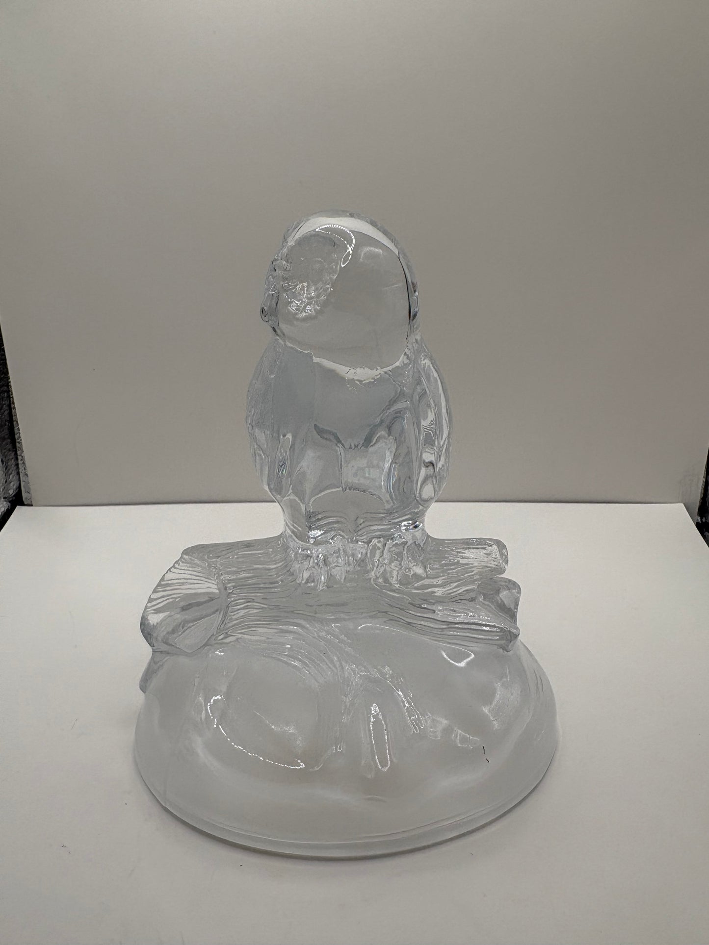 Vintage Cristal d'Arques Owl Figure with a Frosted Glass Base