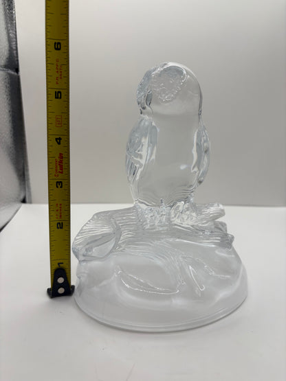 Vintage Cristal d'Arques Owl Figure with a Frosted Glass Base
