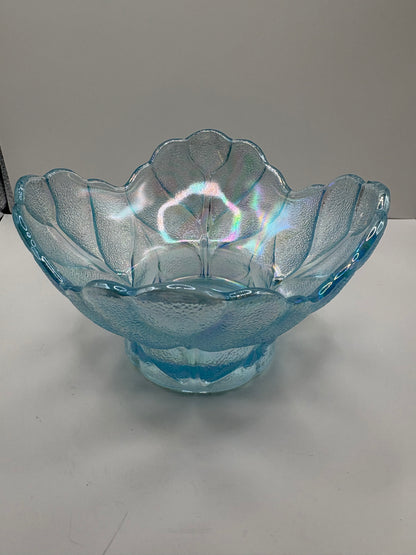 Vintage L.E. Smith "Cabbage Leaf" Light Blue Iridescent Dish