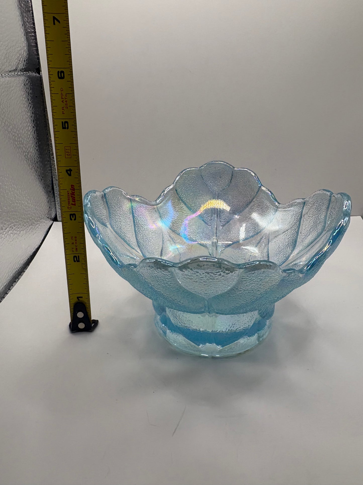 Vintage L.E. Smith "Cabbage Leaf" Light Blue Iridescent Dish