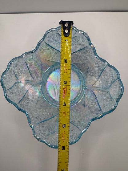 Vintage L.E. Smith "Cabbage Leaf" Light Blue Iridescent Dish