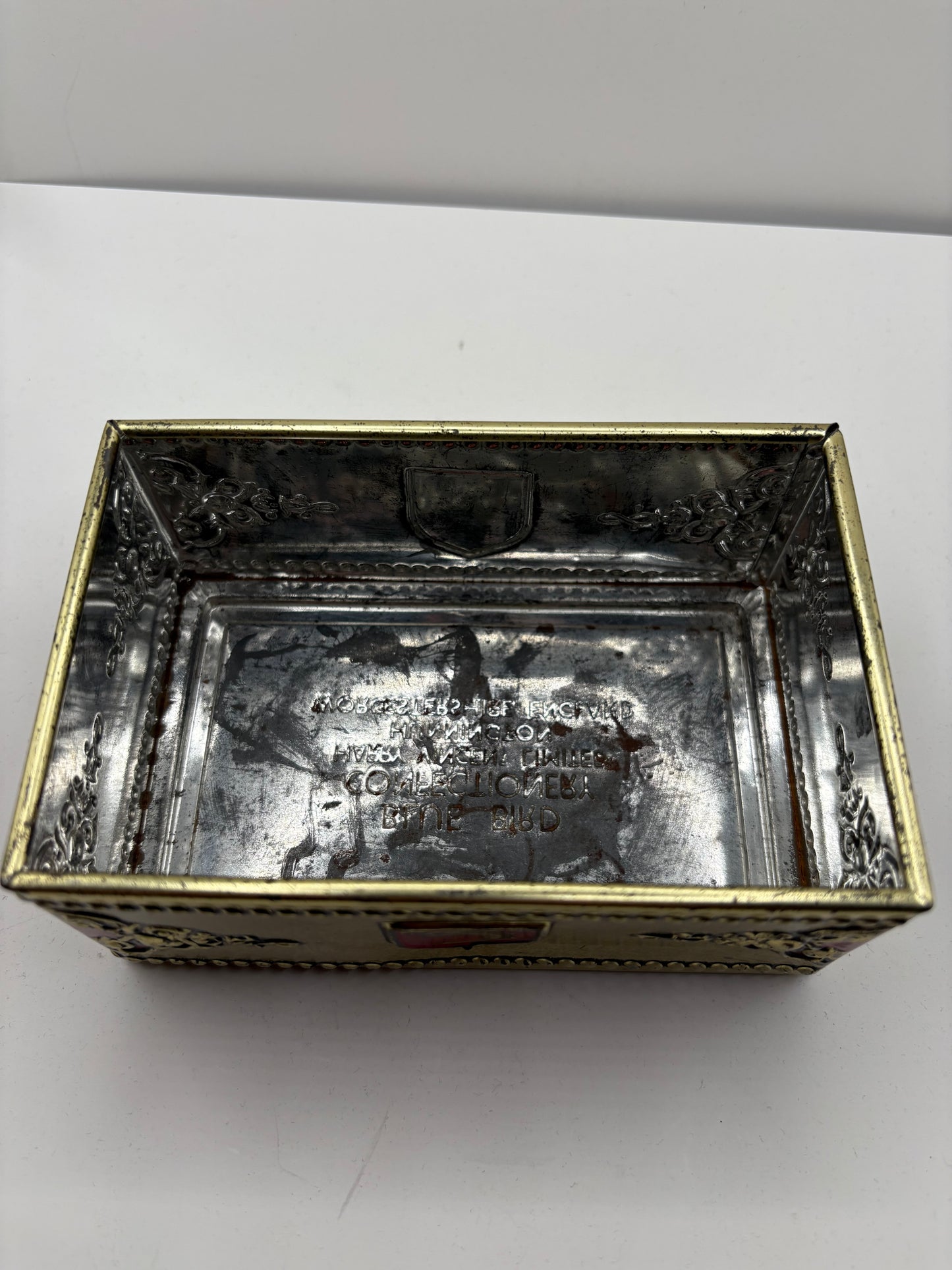 Vintage Blue Bird Confectionary Harry Vincent Metal Tin