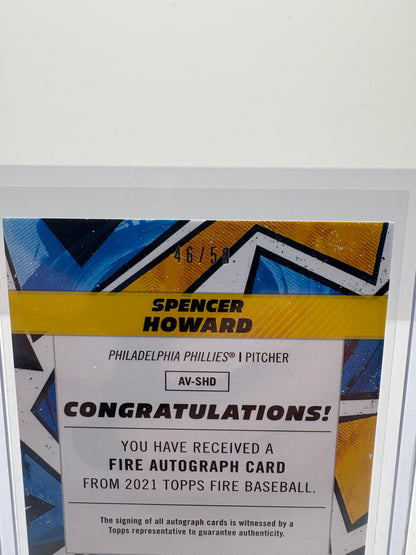 2021 Topps Fire Spencer Howard Autograph Rookie Card 46/50