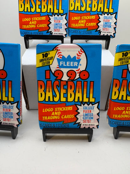 Lot of 5 Fleer 1990 Baseball Card Packs