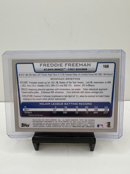 2012 Topps Bowman Freddie Freeman Gold Border Baseball Card